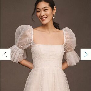 By Watters Macaron Square-Neck Tulle Embellished Mini Dress From Anthropologie
